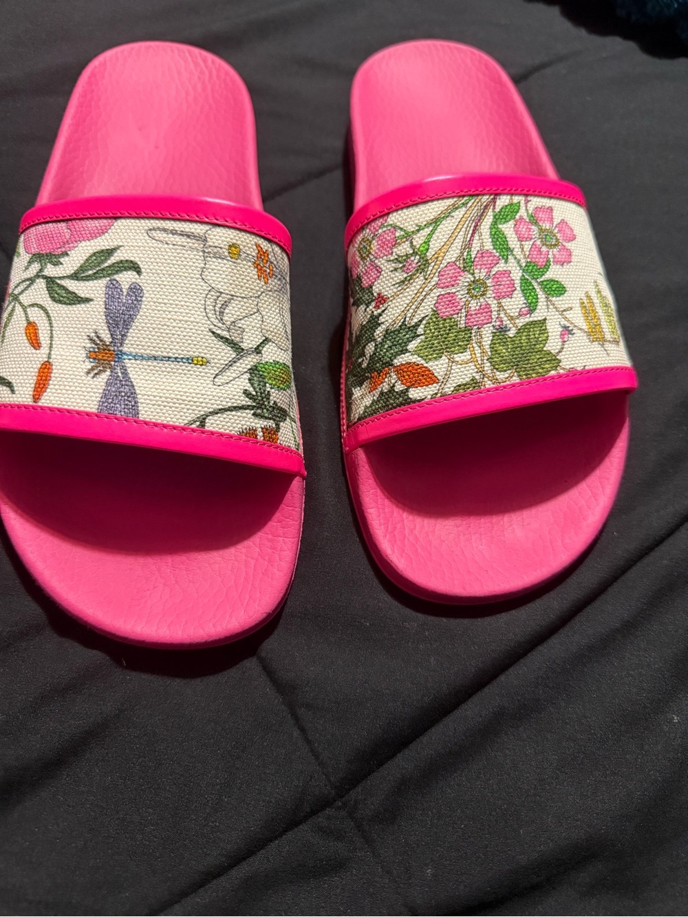 Gucci Hot Pink Floral Canvas Slide